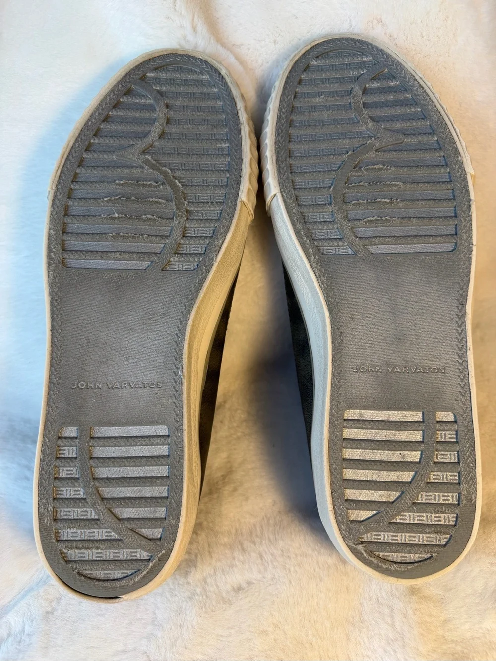 John Varvatos Olive Gray Low-Top Leather & Canvas Sneakers Size 7.5